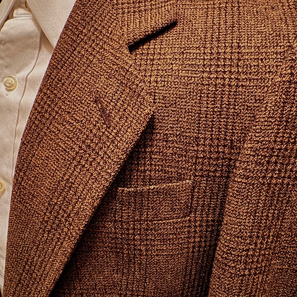 Vintage Roberto Villini Sports Coat - Tagged 40S Fits 42-44 Brown Windowpane